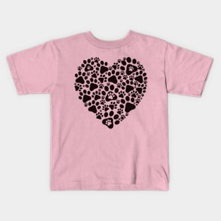 Love Heart Paw Print Collage Pet Dog Pawprint Kids T-Shirt